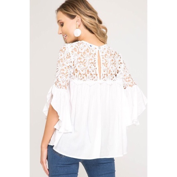 >>LAST<< Elizabeth Woven Lace Top - Off White - Picture 5 of 6